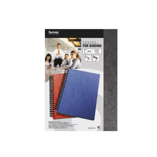 Hátlap, A4, 250 g. matt bőrhatású 100 db/csomag, Fornax, fekete