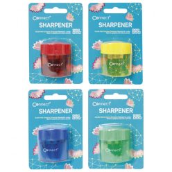 Hegyező 2 lyukú műanyag, tartályos Connect bliszteres