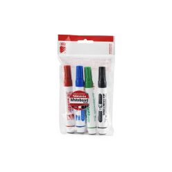   Táblamarker készlet, 3mm, mágneses, táblatörlővel multifunkciós Ico MARKERASER, 4 klf.szín