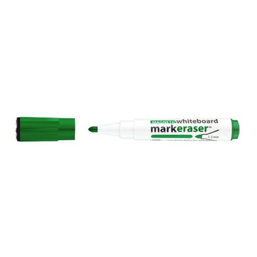 Táblamarker 3mm, mágneses, táblatörlővel multifunkciós Ico MARKERASER zöld