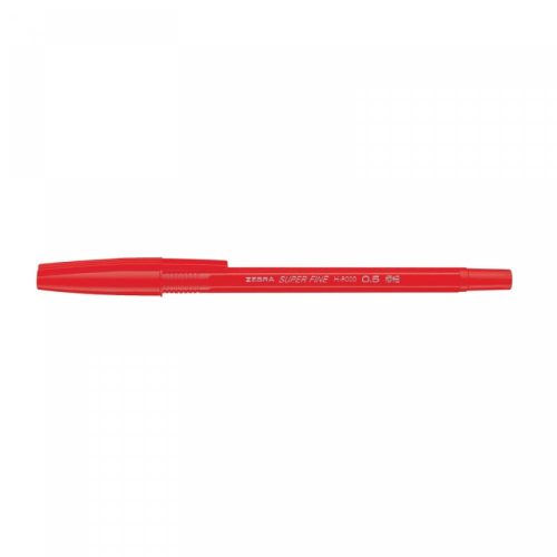 Golyóstoll 0,5mm, kupakos, H-8000 Zebra, írásszín piros