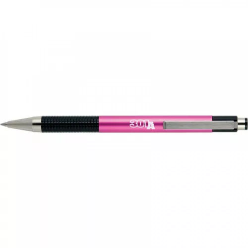 Golyóstoll 0,7mm, metál pink test, Zebra F-301A, írásszín kék