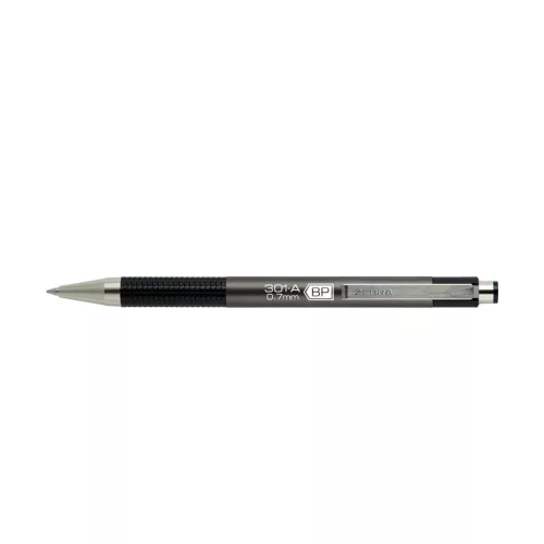 Golyóstoll 0,7mm, metál antracit test, Zebra F-301A, írásszín kék
