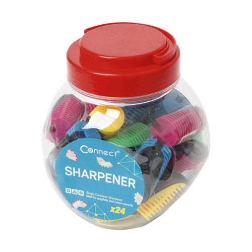 Hegyező 1 lyukú műanyag, tartályos Connect különféle színek