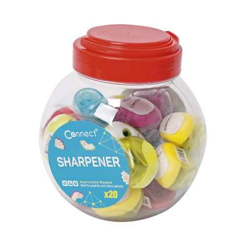 Hegyező 1 lyukú műanyag, tartályos Connect különféle színek