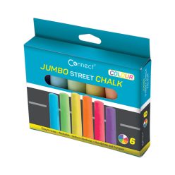   Táblakréta kerek pormentes, vastag 6 db/doboz, Connect vegyes színek