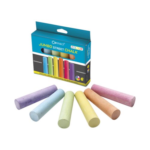 Táblakréta kerek pormentes, vastag 6 db/doboz, Connect vegyes színek