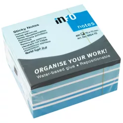   Jegyzettömb öntapadó, 75x75mm, 400lap,5654-70 Info Notes pasztell színek fehér,kék, türkiz