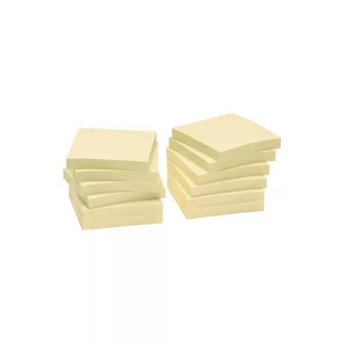 Jegyzettömb öntapadó, 75x75mm, 12x100lap, újrahasznosított 5654-11 Info Notes, sárga