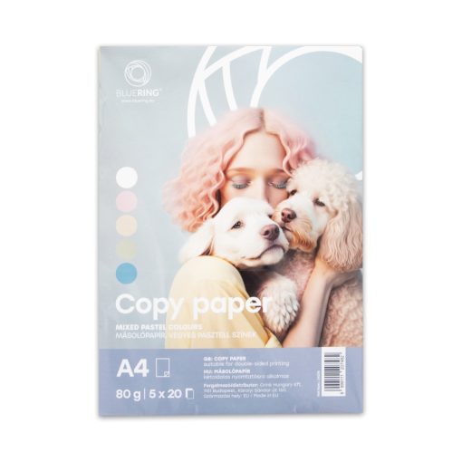 Másolópapír, színes, vegyes színek A4, 80 g Bluering® 5x20 ív/csomag, pasztell színes