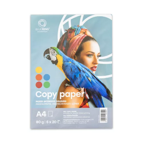 Másolópapír, színes, vegyes színek A4, 80g Bluering® 5x20 ív/csomag, intenzív mix
