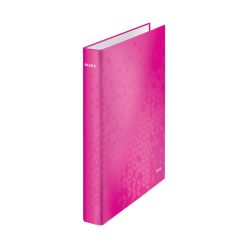   Gyűrűskönyv A4, Maxi 4cm, 2 gyűrű, D alakú, karton Leitz Wow rózsaszín