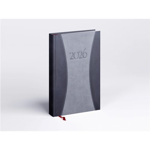 Határidőnapló Prémium A B/5, heti krémszínű lapokkal szürke Realsystem 2026.