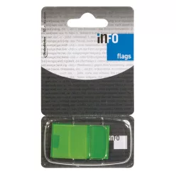   Jelölőcímke 25x43mm, 50lap, műanyag, Info Notes Info Flags zöld
