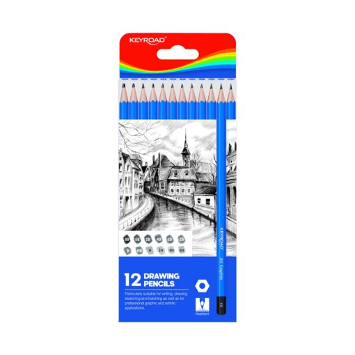 Grafitceruza, 12 különböző keménységben, hatszögletű 12 db/bliszter Keyroad