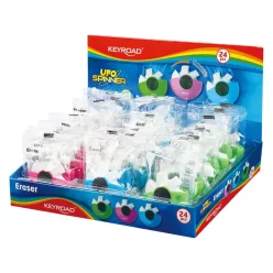   Radír, PVC mentes 24 db/display Keyroad Ufo Spinner vegyes színek