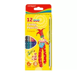   Színes ceruza készlet kétvégű, háromszögletű Keyroad Duo 12 klf. szín