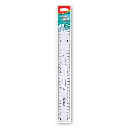 Vonalzó 30 cm, kétoldalt skálázott, fogantyús Keyroad