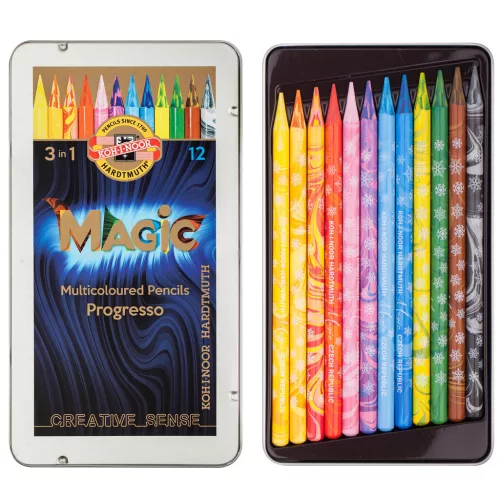 Színes varázsceruza készlet famentes PROGRESSO MAGIC 8772 KOH-I-NOOR 12 klf. szín