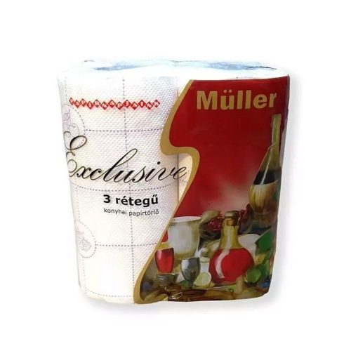 Háztartási papírtörlő kéztörlő 3 rétegű 50 lap/tekercs 2 tekercs/csomag Exclusive fehér