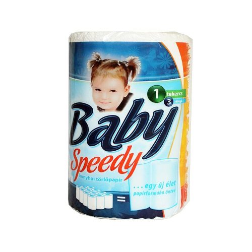 Háztartási papírtörlő kéztörlő 3 rétegű 100 lap/tekercs egyesével csomagolt Baby Speedy fehér