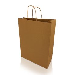   Sodrottfüles papírtáska 320x420mm 150mm talp L méret 200 db/doboz, bordázott barna