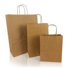 Sodrottfüles papírtáska 320x420mm 150mm talp L méret 200 db/doboz, bordázott barna