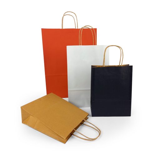 Sodrottfüles papírtáska 320x420mm 150mm talp L méret 200 db/doboz, bordázott barna