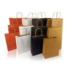 Sodrottfüles papírtáska 320x420mm 150mm talp L méret 200 db/doboz, bordázott barna