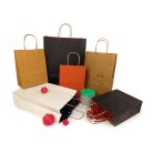 Sodrottfüles papírtáska 320x420mm 150mm talp L méret 200 db/doboz, bordázott barna