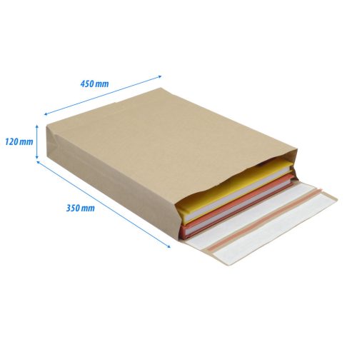 Csomagküldő webshop tasak 162x229x40mm, erős kraft papírból 250 db/doboz, E-green barna
