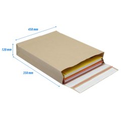   Csomagküldő webshop tasak 450x570x100mm, erős kraft papírból 100 db/doboz, E-green barna