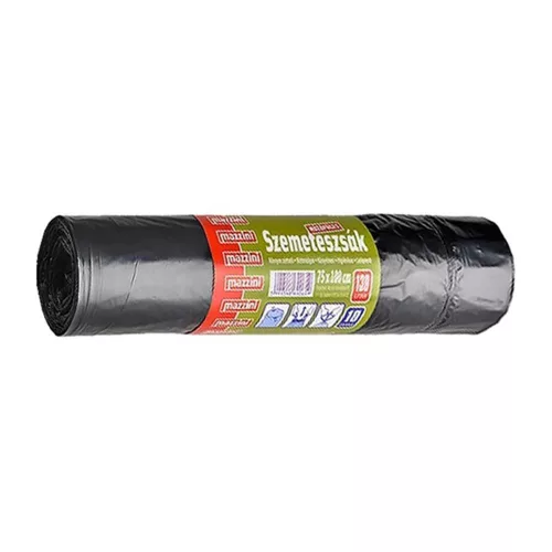 Szemeteszsák zárószalagos 130 liter 75 x 100 cm 10 db/tekercs Mazzini fekete
