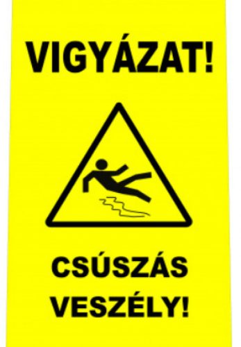 Csúszásveszély figyelmeztető jelző tábla