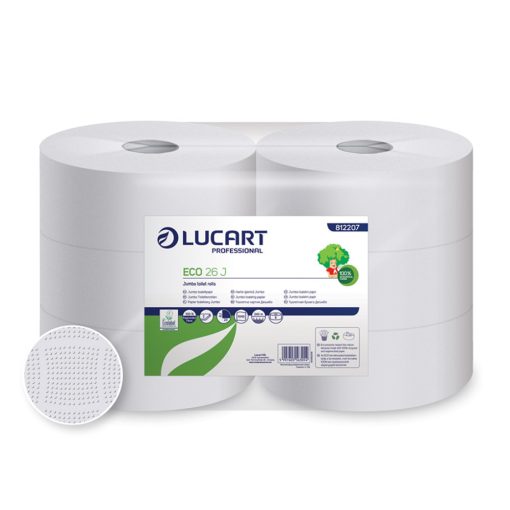 Toalettpapír 2 rétegű közületi átmérő: 26 cm 6 tekercs/karton 26 J EcoLucart_812207 fehér
