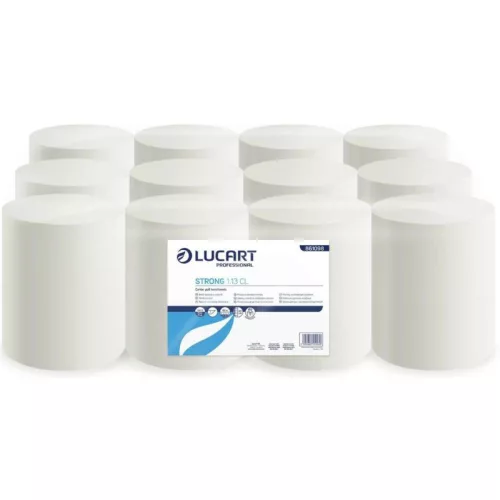 Kéztörlő 1 rétegű tekercses átmérő: 13 cm duda nélküli 12 tekercs/karton Strong Lucart 1.13 CL_861098 hófehér