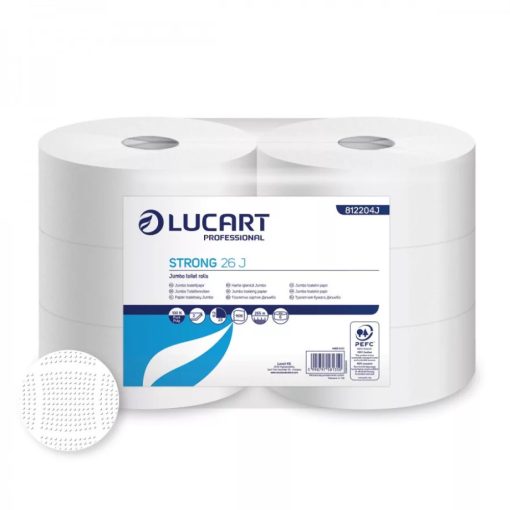 Toalettpapír 2 rétegű közületi átmérő: 26 cm 6 tekercs/csomag Strong 26 J Lucart _812204J hófehér