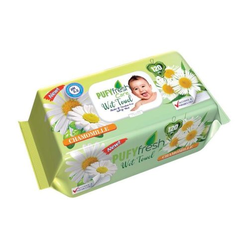 Nedves törlőkendő 120 lap/csomag Pufy Fresh