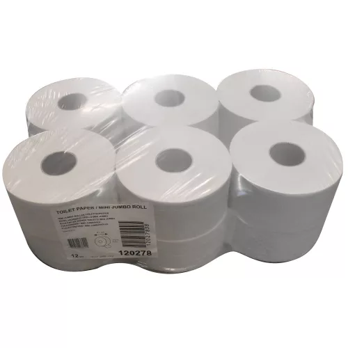 Toalettpapír 2 rétegű közületi átmérő: 18,8 cm 170 m/tekercs 12 tekercs/karton Mini Jumbo Tork_120278 fehérített