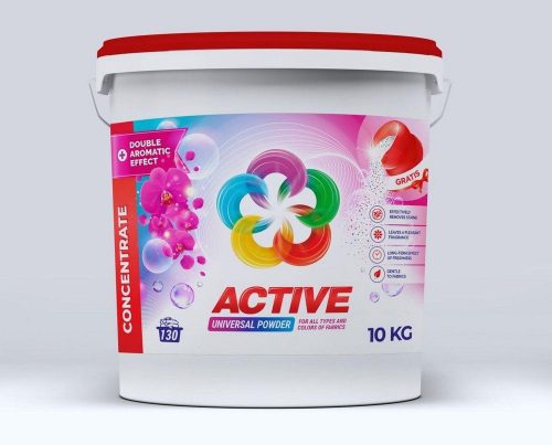 Mosópor 10 kg (130 mosás) vödrös színes ruhákhoz Active Color