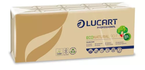 Papírzsebkendő 4 rétegű 9 lap/cs 10 cs/csomag EcoNatural 90 F Lucart_843166J havanna barna