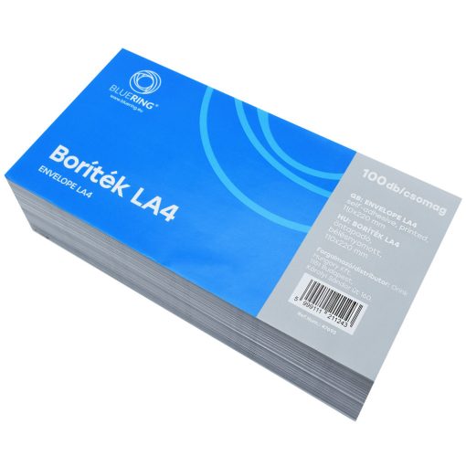 Boríték LA4 öntapadó bélésnyomott 110×220mm Bluering® 100 db/csom fehér