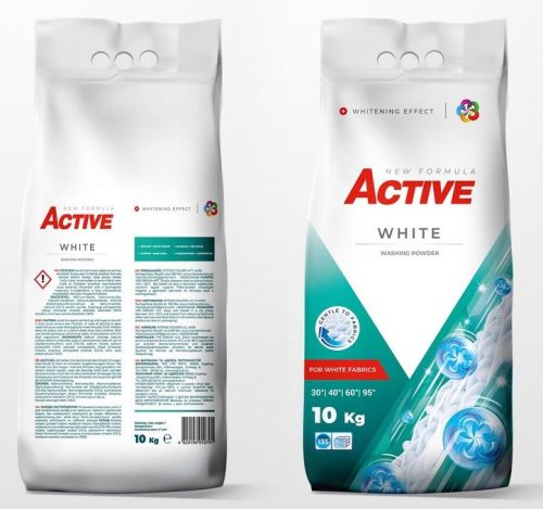 Mosópor 10 kg (130 mosás) zsákos fehér ruhákhoz Active White