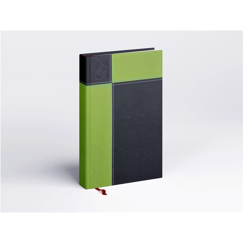 Határidőnapló Prémium M A/5, napi krémszínű lapokkal zöld Realsystem 2026.