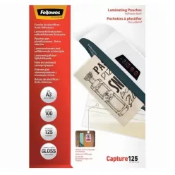   Lamináló fólia, A3, 125 mikron, fényes, 100 db/doboz, Fellowes®