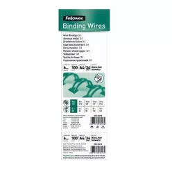   Fém spirál 3:1, 6mm, 21-35lap, Fellowes® 100 db/doboz, fekete