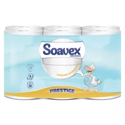   Toalettpapír 3 rétegű kistekercses 100% cellulóz 170 lap/20,4 m/tekercs 12 tekercs/csomag Soavex Maxi Prestige_Paperdi