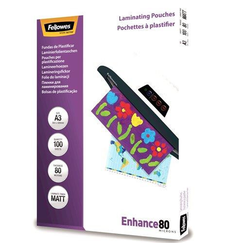 Lamináló fólia, A3, 80 mikron, matt, 100 db/doboz, Fellowes®