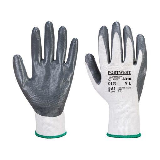 Védőkesztyű PU tenyérmártással nylon méret: S szín: szürke-fehér A310 Portwest