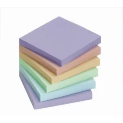   Jegyzettömb öntapadó, 75x75mm, 6 x100lap, Info Notes, pastell mix, kék, zöld, rózsa